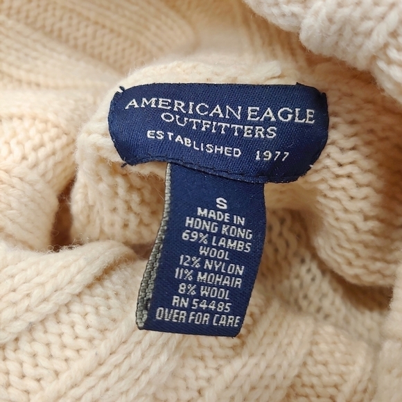 AEO Turtleneck Sweater, Blue Cream, Size S - Picture 4 of 5